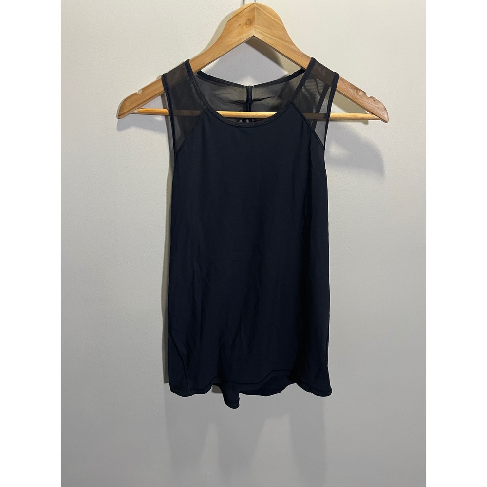 Lululemon Tank Top Womens 4‎ Black Mesh Open Back Sleeveless Yoga Activewear